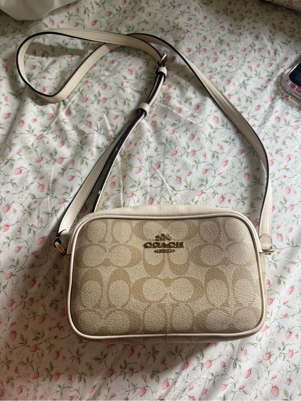 Coach Beige Cream Signature Crossbody Bag
